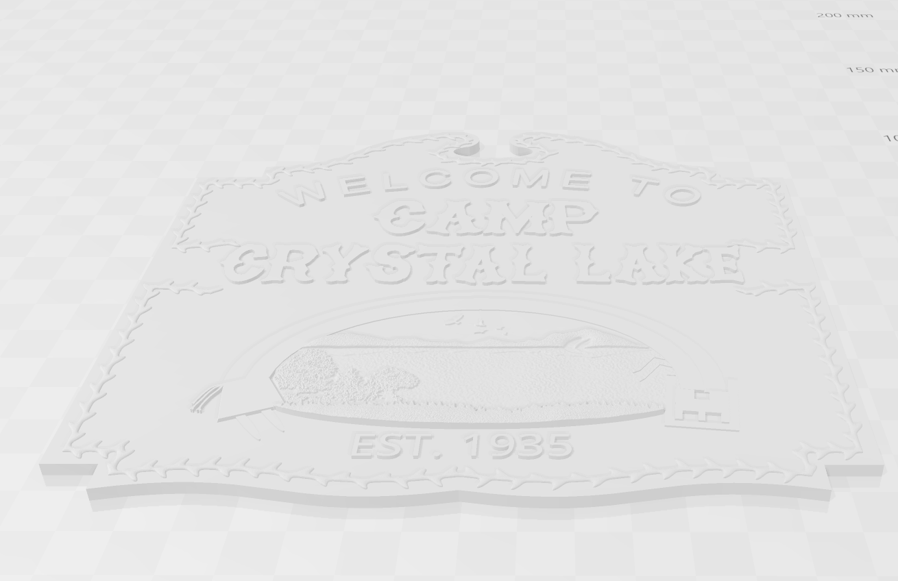 3D file Friday 13th Camp Crystal Lake Sign Relief - Hard and Smooth ...
